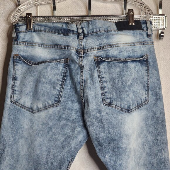 AHP Another Hype Piece Blue Denim Distressed Acid Wash Stretch Skinny Jean 36x34 - Picture 10 of 16